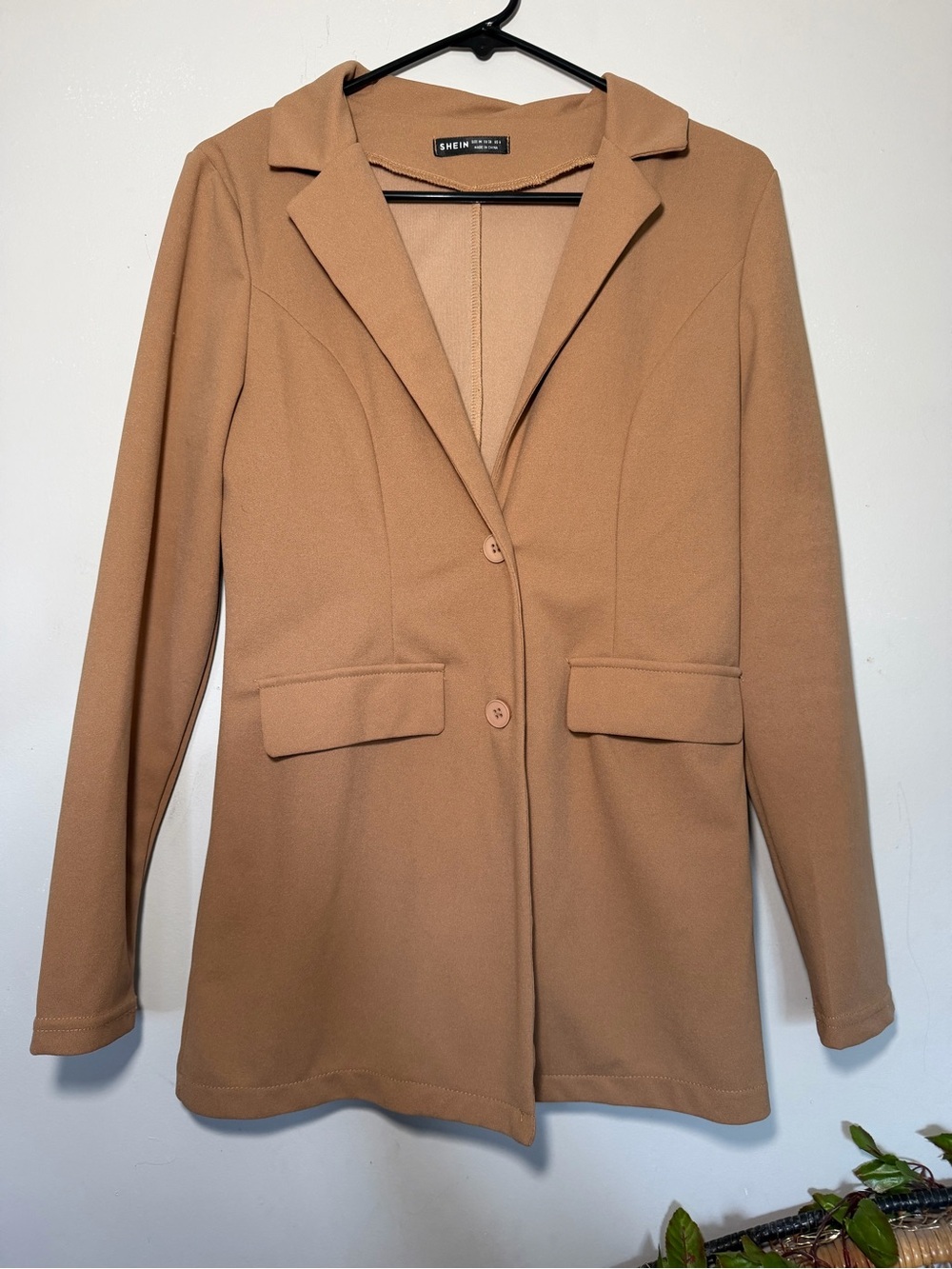 SHEIN Tan Tailored Single-Breasted Blazer